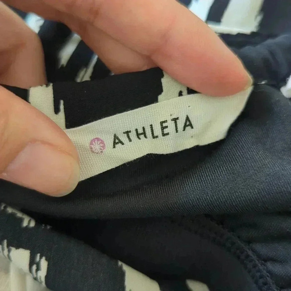 Athleta Black Off White Ikat Bloom Sleeveless Halter Tassel Tie Hi Lo Maxi Dress - Picture 8 of 10